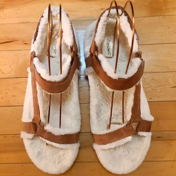 Vionic Viva Sandals Faux Fur Sandals in Toffee - Picture 3 of 8